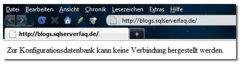Zur Konfigurationsdatenbank kann keine Verbindung hergestellt werden.